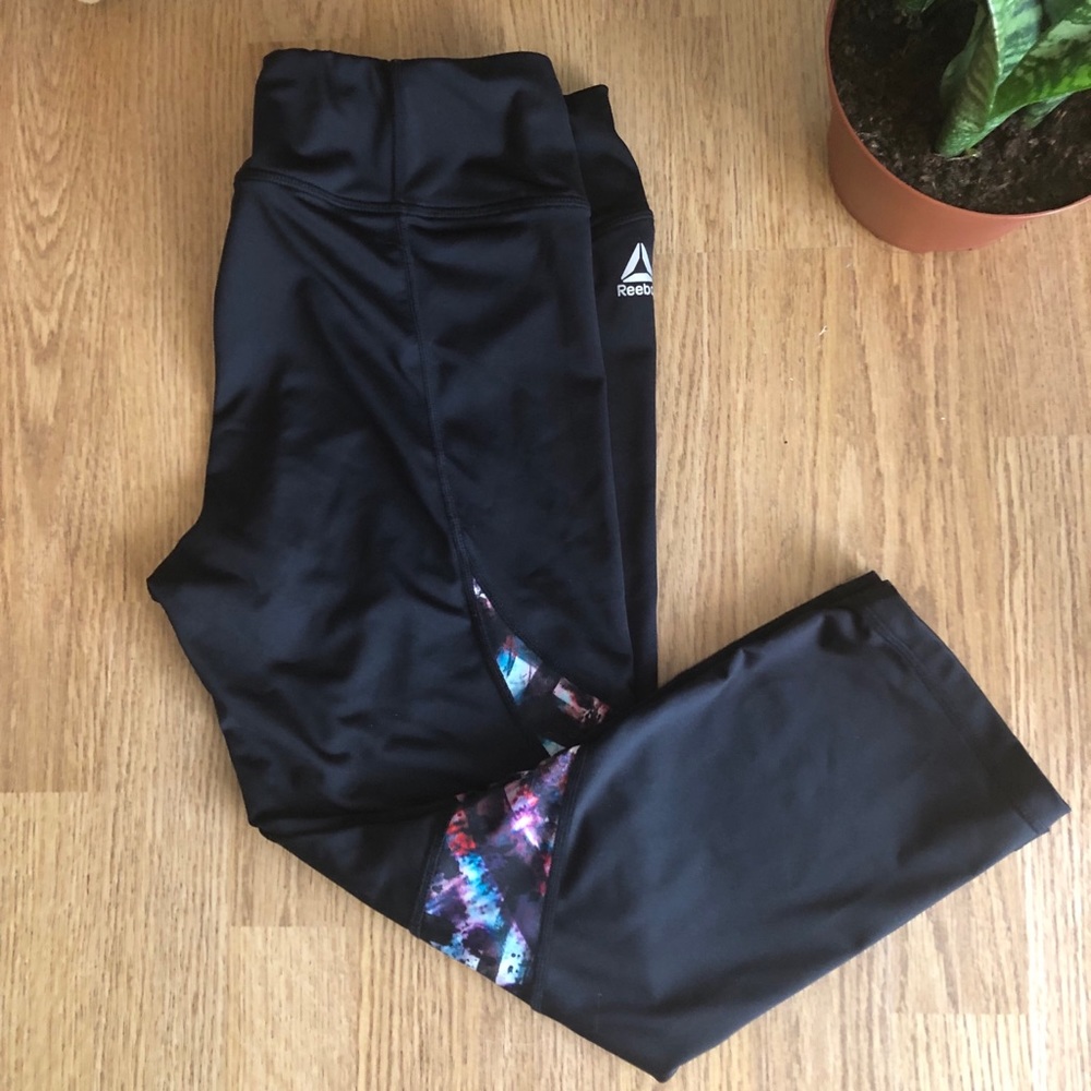 2 for $12 Reebok Athletic Splatter Graffiti Crops